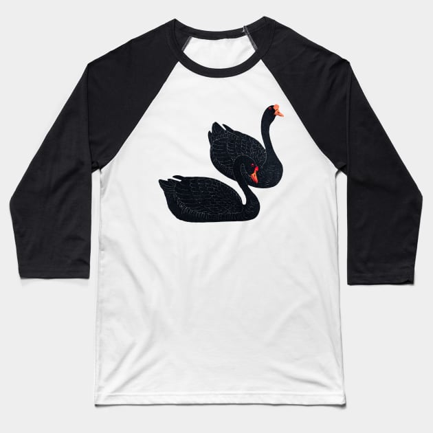 Black Geese Baseball T-Shirt by Mako Design 